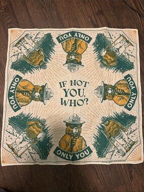 Smokey Bear 'If Not You, Who?' Bandana - Green & Tan